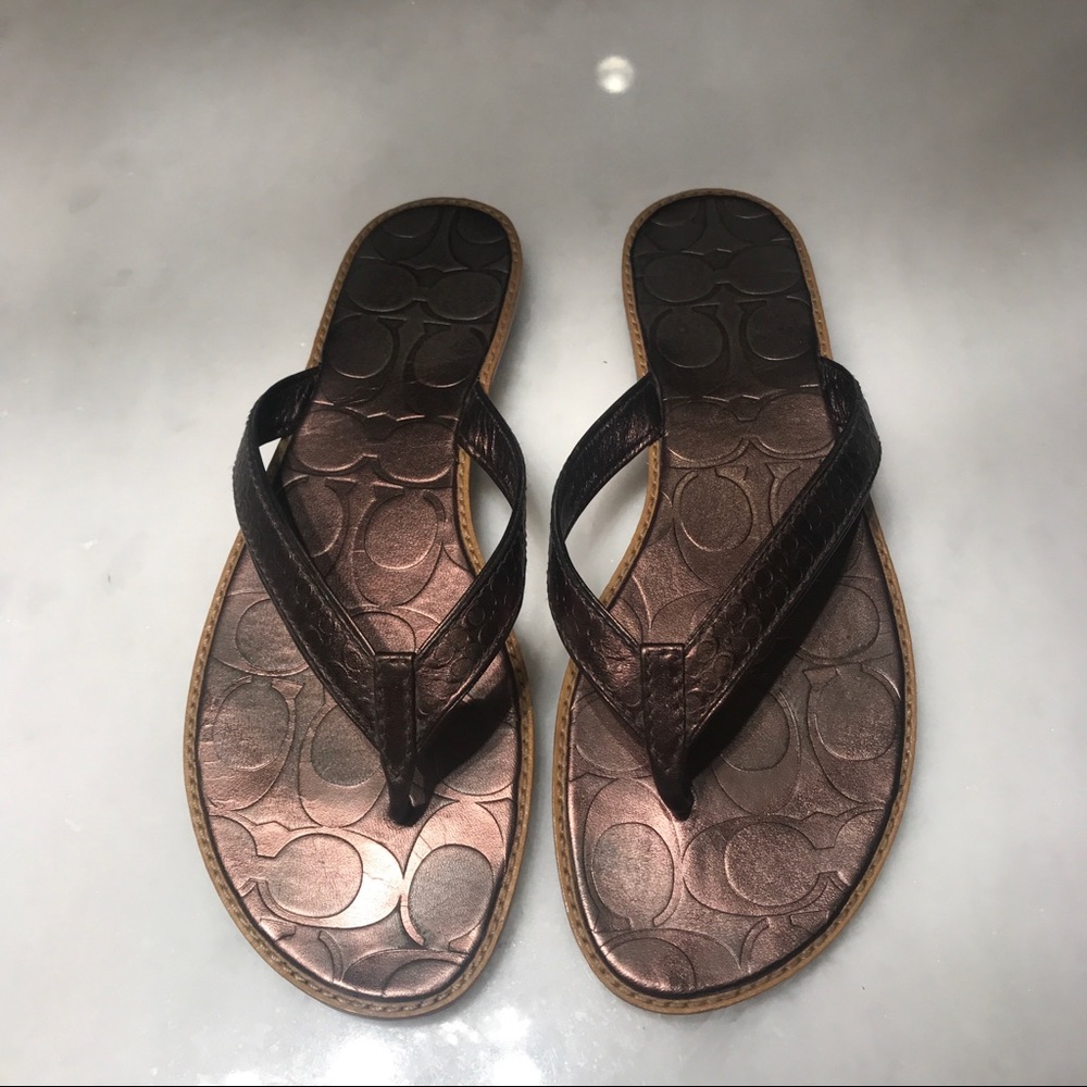 Coach copper leather sandals